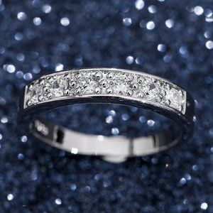 🎀  925 Silver Plated Sparkling CZ Wedding Couple Ring, FB16FA1080